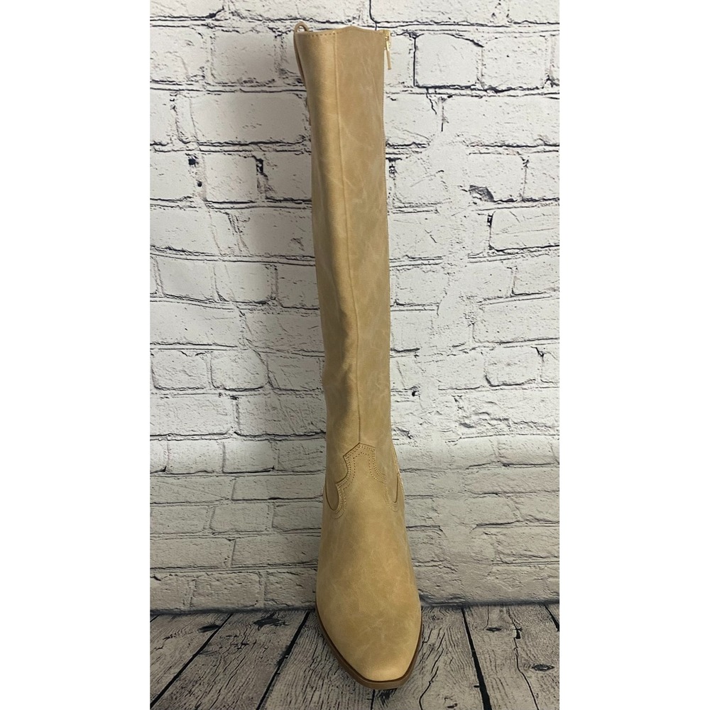 Frye & Co NWOT Womens Selah Riding Cowboy Boot 11M Cream Leather Stacked Heel - Picture 10 of 12